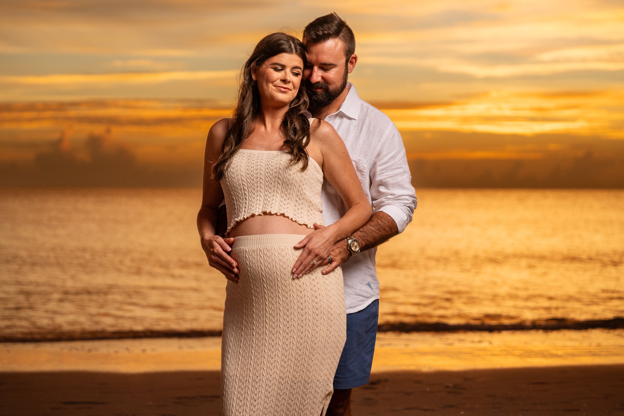 Maternity portrait at sunset on the beach